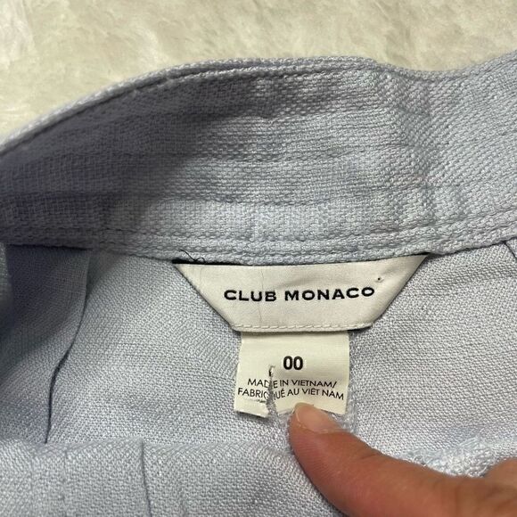 Club Monaco Shorts Size 00 XS Light Blue Buttons High Waist Lyocell - Picture 3 of 9